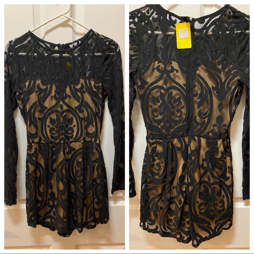 Black Lace One-Piece Romper